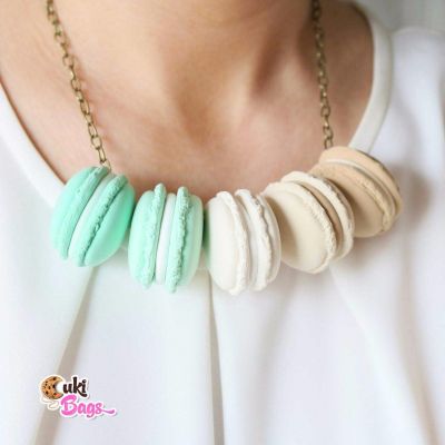 Minty Cappuccino Macarons necklace
